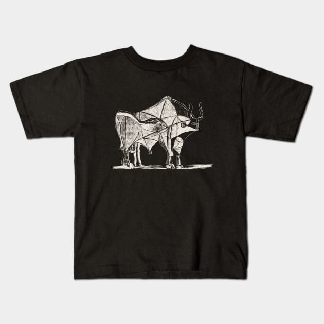 Picasso's Bull Black Kids T-Shirt by shamila